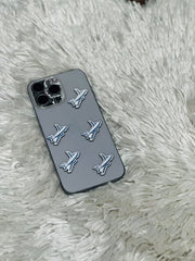 White airplane metal charm stickers