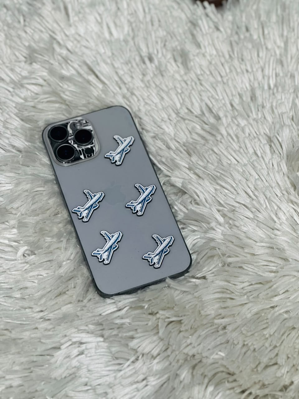 White airplane metal charm stickers