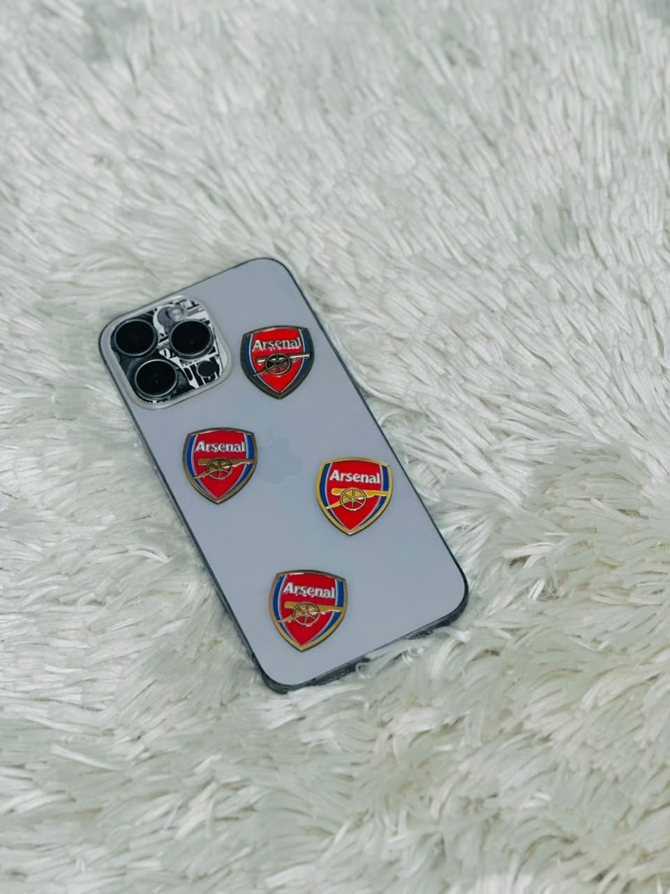 Red football club crest metal charm stickers