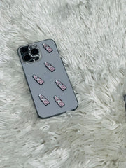 Pink drink bottle metal charm stickers