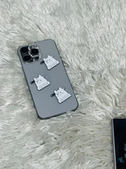 ½M Coffee Cup Metal Charm Sticker Pink on phone case