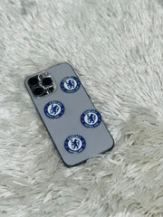 Blue football club crest metal charm stickers
