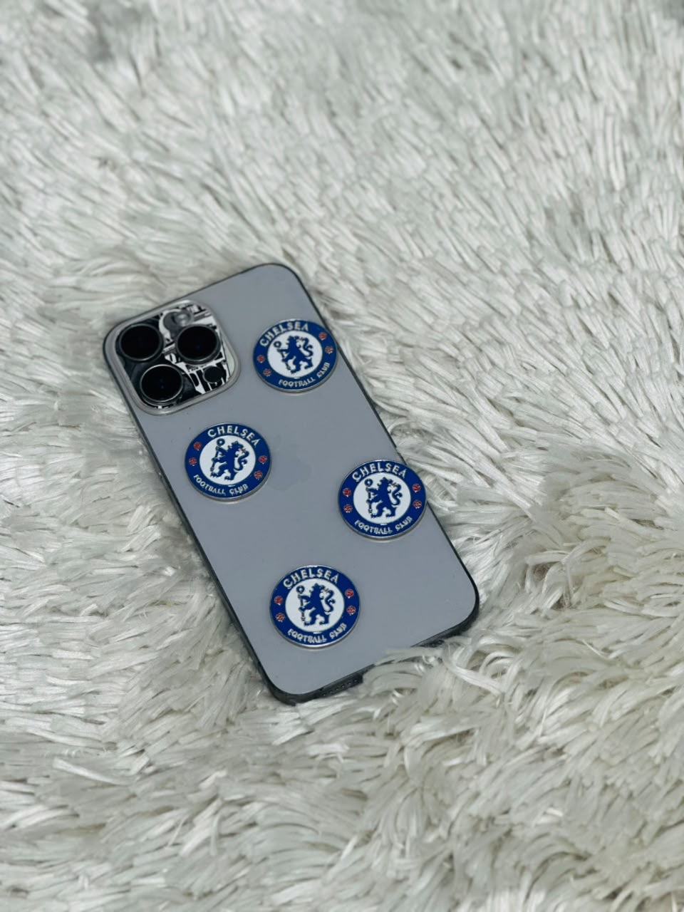 Blue football club crest metal charm stickers