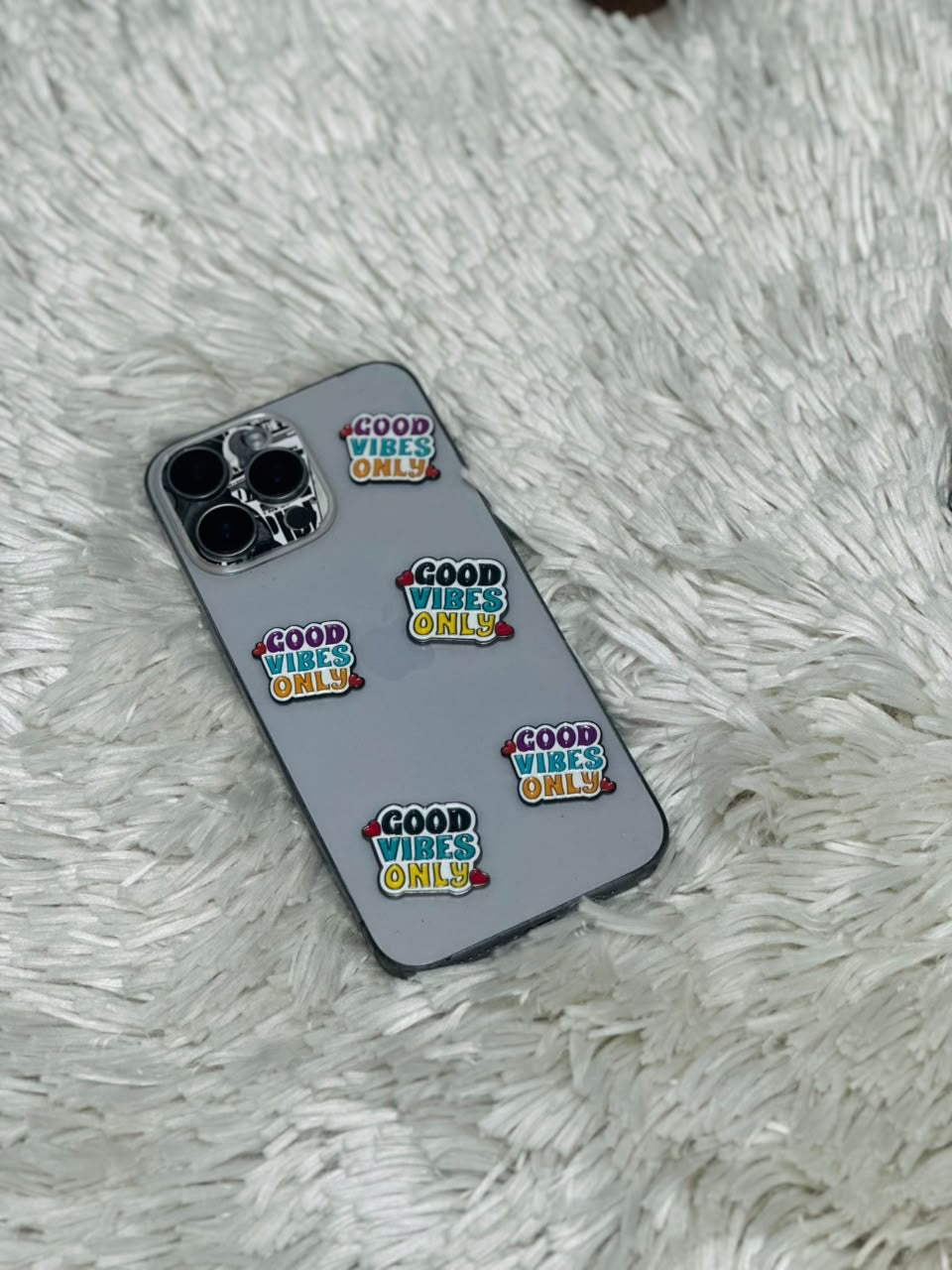 Good Vibes Only multicolor retro metal charm stickers
