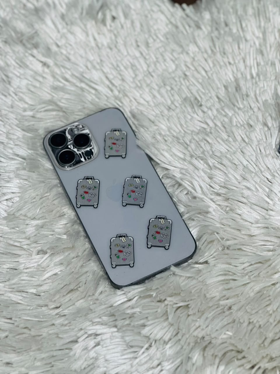 Floral travel suitcase metal charm stickers