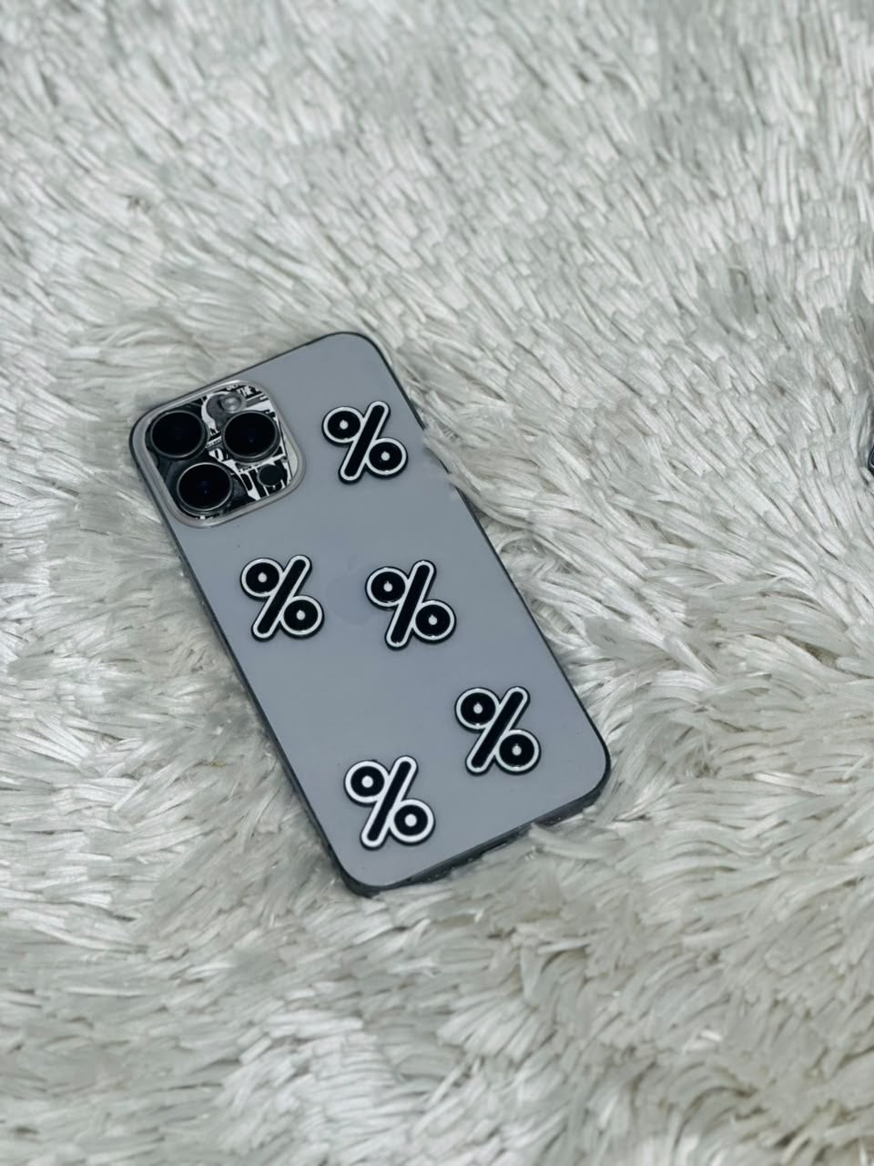 Black and white percent symbol metal charm stickers